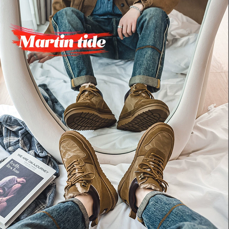 Новые зимние уличные ботинки для путешествий 2024 года, мужские хлопковые сапоги с плюшевой подкладкой, утолщенные, нескользящие, универсальные рабочие ботинки для мужчин