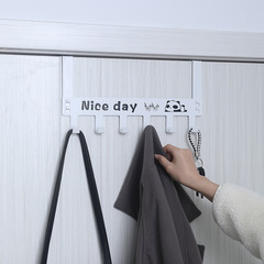 批發創意門背式免打孔鐵藝小熊門後掛鈎 門上衣帽6連金屬掛鈎批發