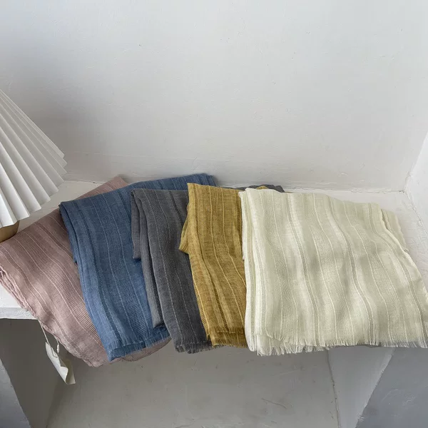 Korean Style Versatile Solid Color Cotton and Linen Breathable Scarf for Women, Summer Fashion Shawl, Korean Breathable Long Thin Silk Scarf