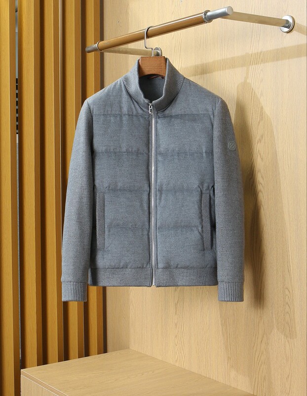 ZEG Men's New Old Money Style Business Stand Collar Casual Wool Knit Aviator Down Jacket ZEG Men's New Old Money Style Business Stand Collar Casual Wool Knit Aviator Down Jacket
