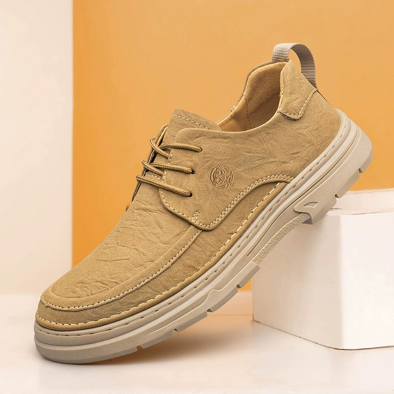 Взрывная трансграничная кожаная мужская повседневная кожаная обувь дышащая и удобная простая молодежная кожаная обувь шнуровка мужская обувь