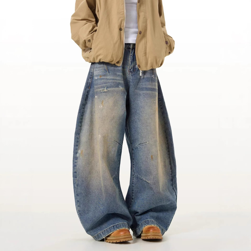 American-Style Distressed Ripped Jeans for Men and Women, Autumn Trendy Brand, Loose Fit, High Street Style, Cool and Stylish, Floor-Length Pants American-Style Distressed Ripped Jeans for Men and Women, Autumn Trendy Brand, Loose Fit, High Street Style, Cool and Stylish, Floor-Length Pants
