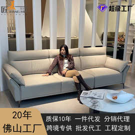 沙发客厅小户型三人位直排皮艺佛山小户型公寓头层牛皮13天交付