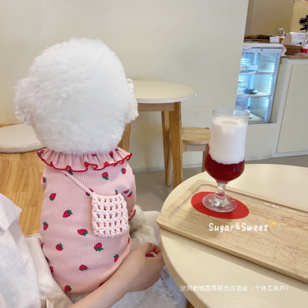 宠物草莓打底衫泰迪比熊贵宾小型犬狗狗衣服幼猫猫咪秋季新款服装