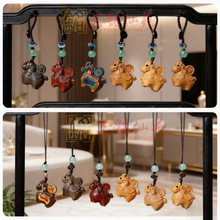 紫檀马上刻发手机链挂件艺铭仙苑彩虹绿檀木创意木雕马钥匙扣