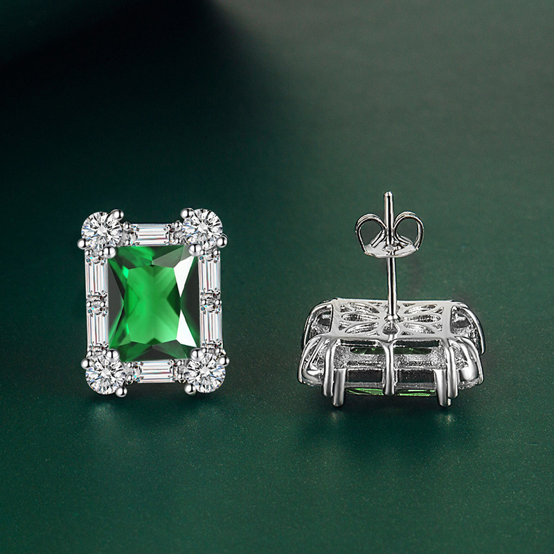 Fashion Geometric Copper Inlay Zircon Ear Studs 1 Pair