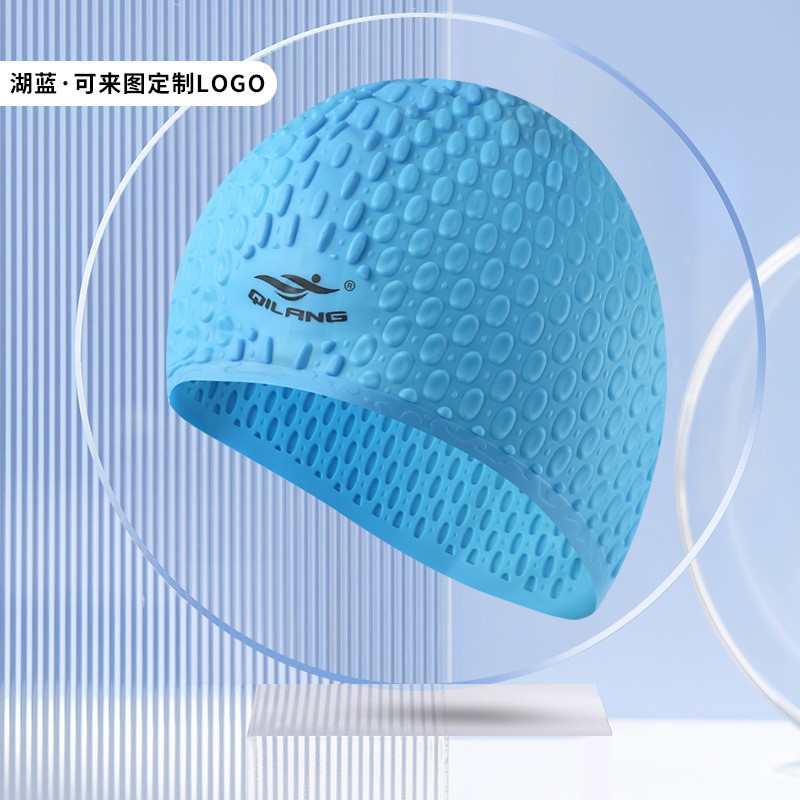 Sombrero de baño personalizado profesional unisex adulto silicona gran protector de orejas impermeable sombrero de baño fábrica de fuente