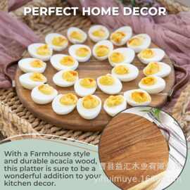 木质鸡蛋托盘圆形双面可用熟食芝士板万圣节装饰魔鬼蛋托鸡蛋架