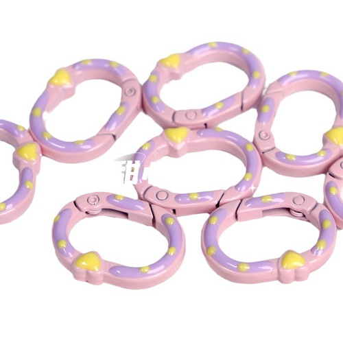 New double-sided hand-painted paint spring buckle metal keychain dripping oil hand-painted spring buckle mobile phone chain key accessories