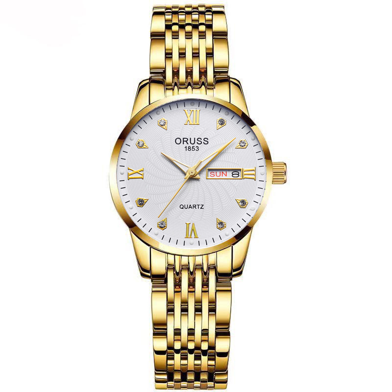 Swiss Brand Genuine Fully Automatic Movement Watch Women's Waterproof Luminous Watch Dual Calendar Diamond Casual Watch