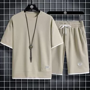 Летний спортивный костюм, oversize футболка с коротким рукавом корейского стиля и шорты, многоцветный, легкая повседневная