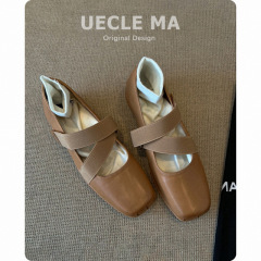 スーパーソフトラムスキン〜女性用フレンチシングルシューズ、フラットクロスストラップバレエシューズ、浅い口のイブニングシューズ、レトロメリージェーンシューズ