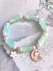 S207 lake blue bamboo bead pearl moon rabbit bracelet
