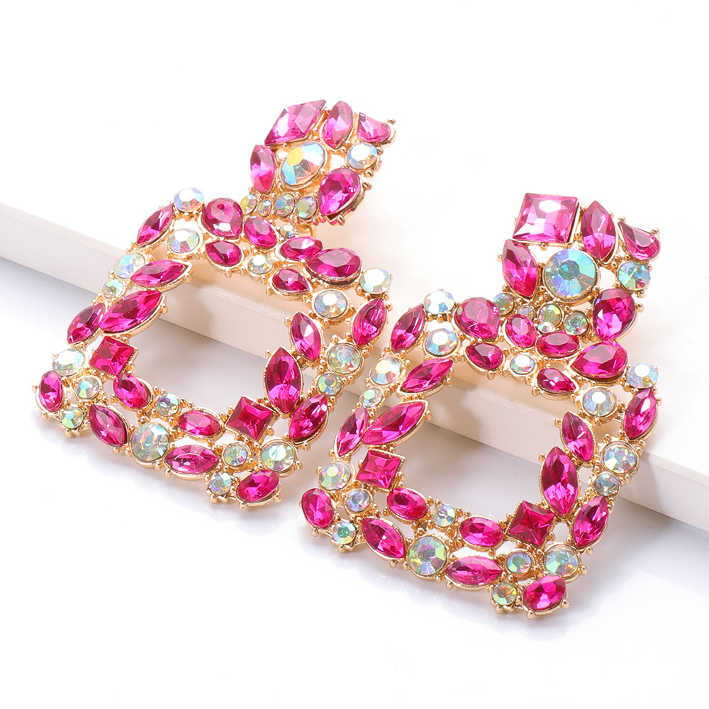 Fashion Geometric Rhinestone Alloy Earrings display picture 4