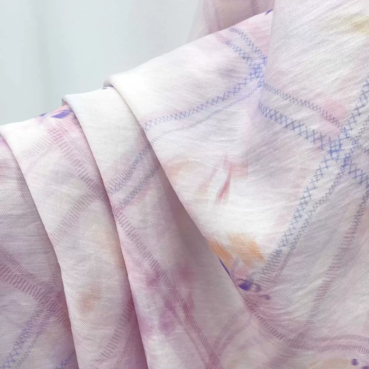 新中式暗格优雅印花天丝棉麻国风唐装汉服苎麻人棉布料