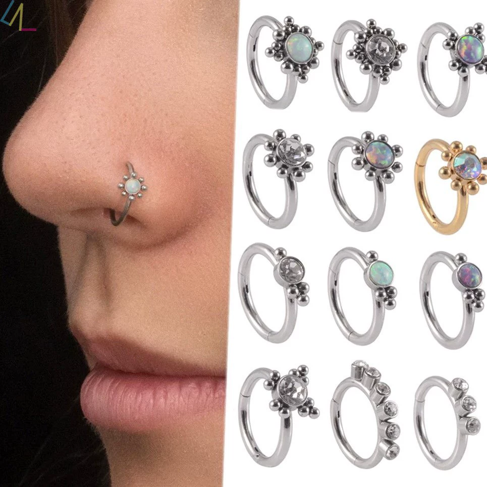 Кольца для носа из нержавеющей стали, циркониевые украшения для пирсинга тела