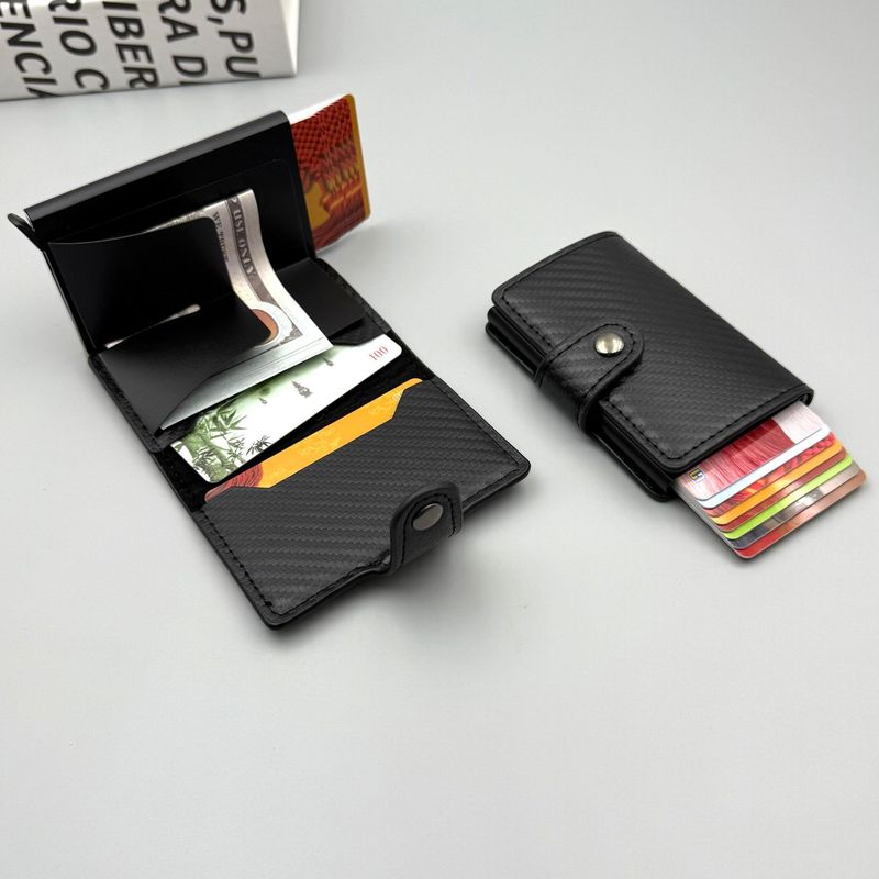 国境を越えた盗難防止カードスワイプバッグ RFID Amazon ホットセールカーボンファイバー大容量男性と女性の財布メタルカードボックス|undefined