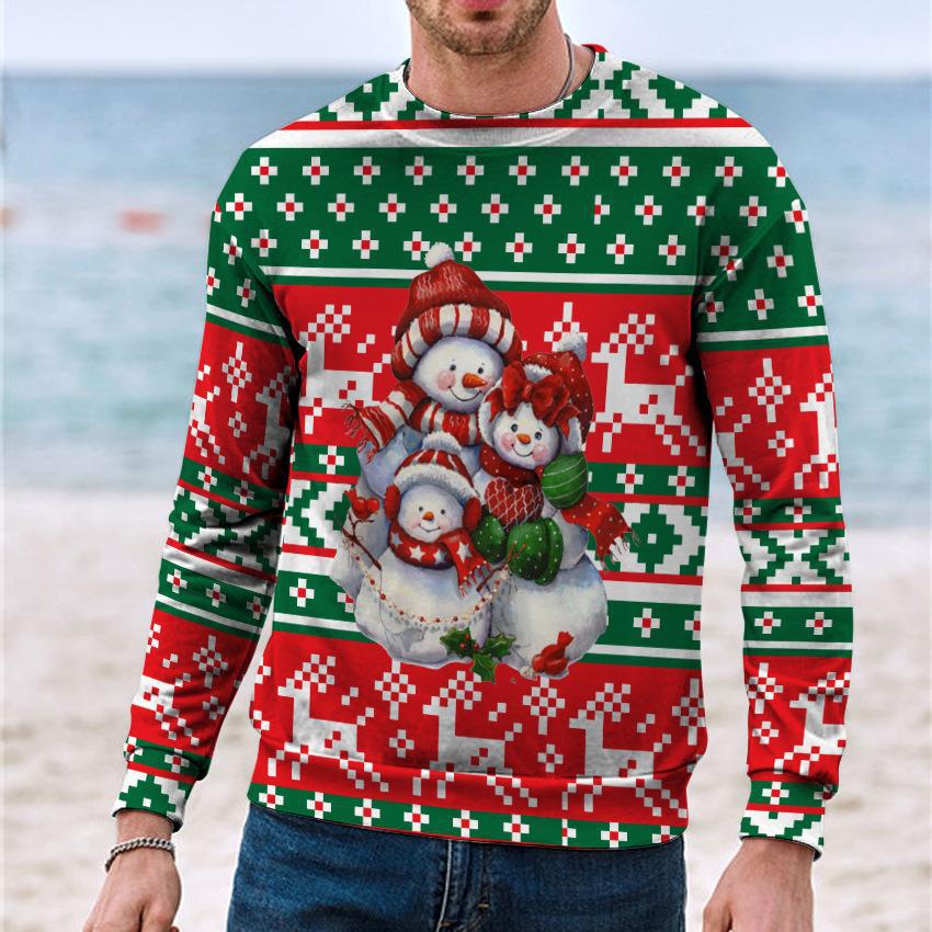 New 3d Printed Little Deer Sweater Loose Pullover Sweatshirt Christmas_voghion.com