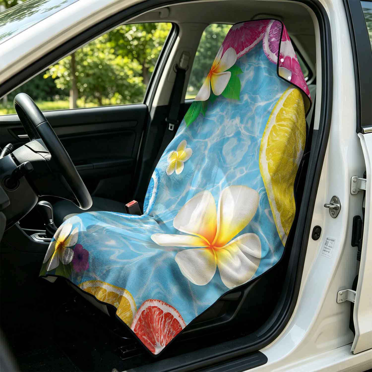 Printed bath towel and car seat cover 2-in-1, ultra-fine fiber outdoor beach and car dual-use universal seat cushion