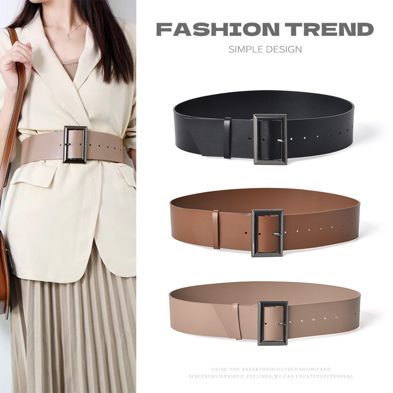 Corset Wide Belt Women's Girdle with Coat Decoration down Jacket European and American Windbreaker Sweater Belt Autumn and Winter Women's Style