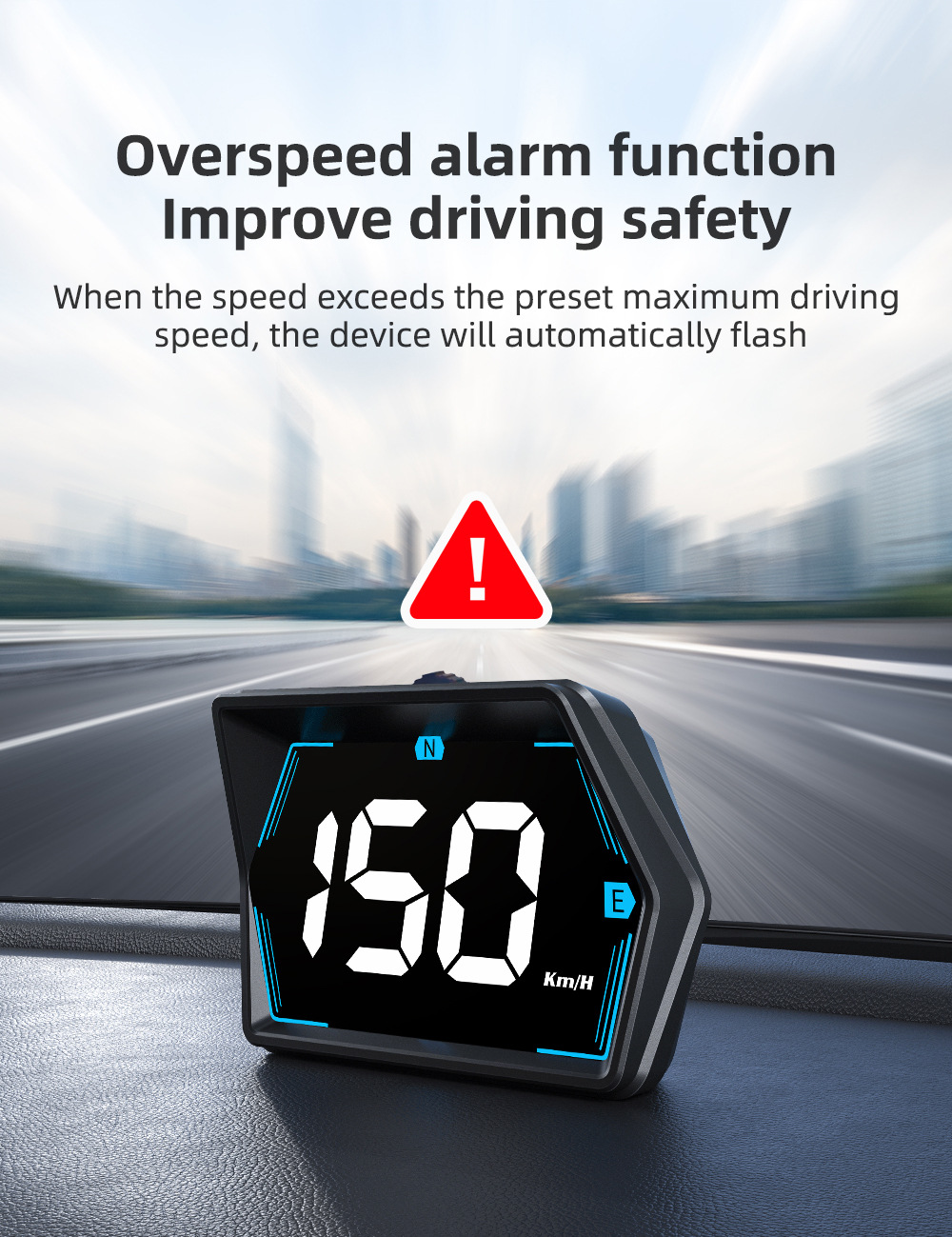 Car HUD Head-Up Display GPS Speed Compass USB Interface for Truck Bus