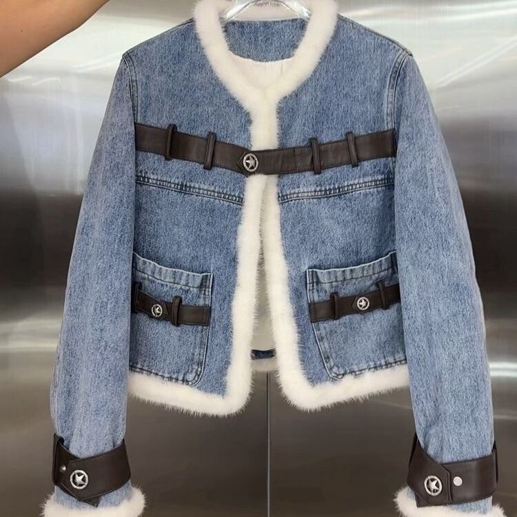 Designer women's niche denim down cotton jacket, new winter coat for women, trendy and hot American-style top Designer women's niche denim down cotton jacket, new winter coat for women, trendy and hot American-style top