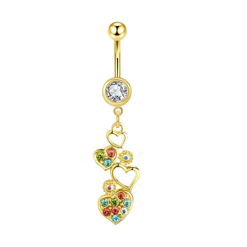 Gold Star Navel Ring 316L Surgical Steel Belly Button Piercing Jewelry Dangle CZ detail image 15