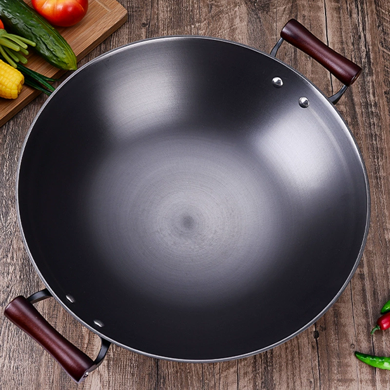  pot -style round bottom no coating cast iron pot household integrated cooking pot thickened two ears, non -stick pot kitchen pot gifts