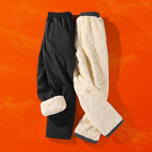 fleece-lined Thickened Cotton Pants for Men and Women Wearing Winter Warm Lamb Fleece Pants Loose plus size Casual Pants Sweatpants