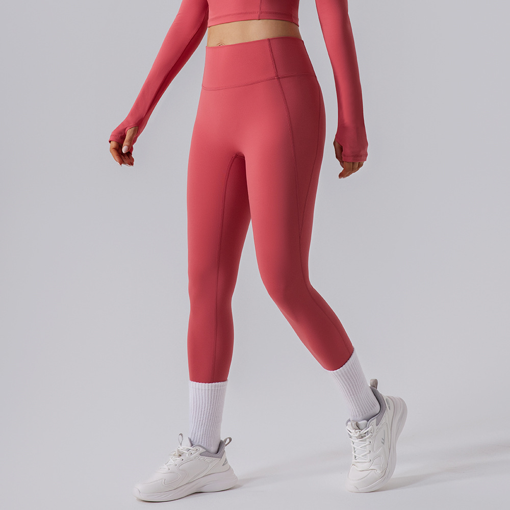 2025 nuevo desnudo de alta elasticidad para poner rizado pantalones de yoga para mujeres melonía de caderas abdominales deportivas pantalones de fitness ajustados