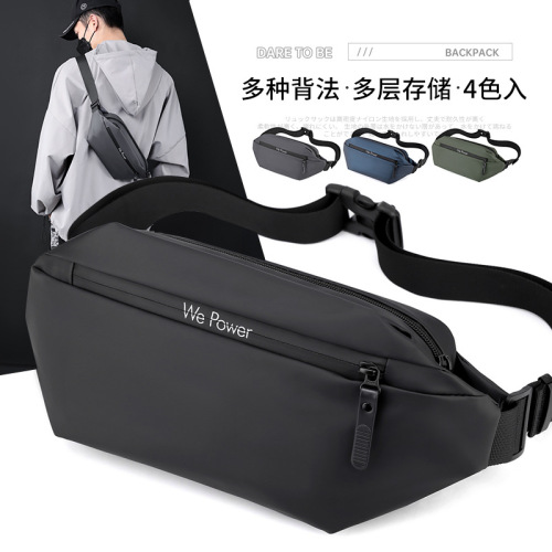 Men's Sports Waist Bag, Unisex Crossbody Bag Large Capacity Chest Bag Korean Style Multifunctional Sports Fitness Casual Single Shoulder Bag