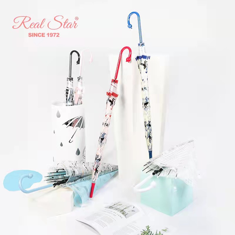 颜値超高虹透明伞ins幼稚园カラーレインボー小学生キッズ可爱い厚手长柄伞