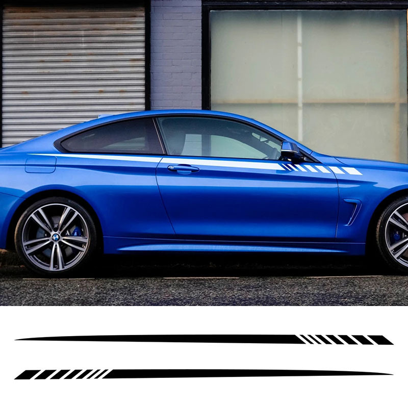 Car body sticker General modified racing stripe style car side skirt pull float sticker_voghion.com