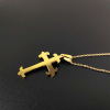 Golden necklace stainless steel, European style, Birthday gift