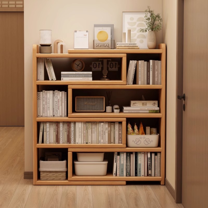 Estante de piso estante de libros simple sala de estar estante de almacenamiento multicapa estante de escritorio telescópico integrado armario de esquina