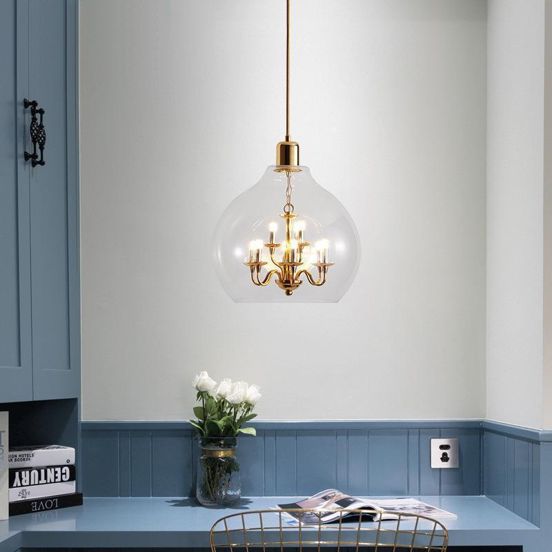 Modern minimalist personalized creative living room bedroom bedside dining table study model room retro small candle holder glass pendant light