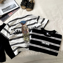 男童夏装短袖T恤2025新款条纹上衣服中大儿童夏季男孩半袖韩版潮