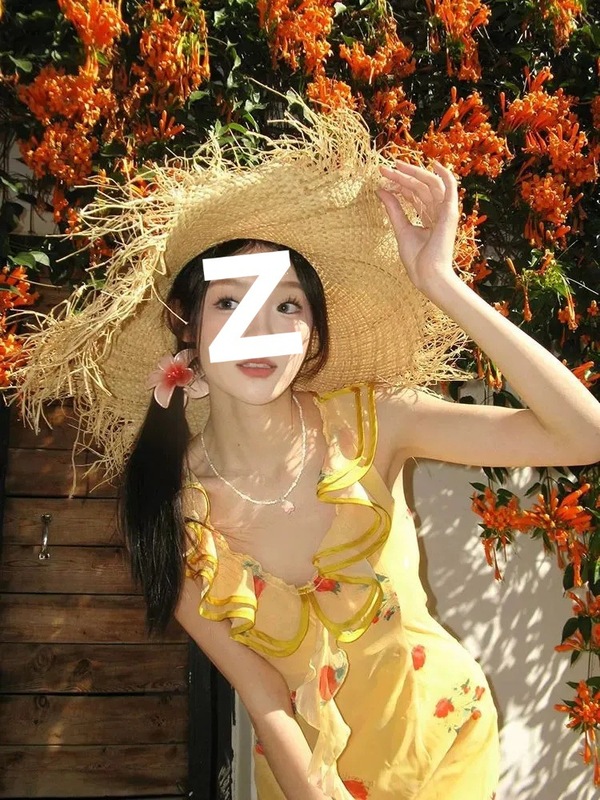 法式V领黄色碎花吊带连衣裙子女夏季气质收腰显瘦多巴胺甜美长裙|undefined