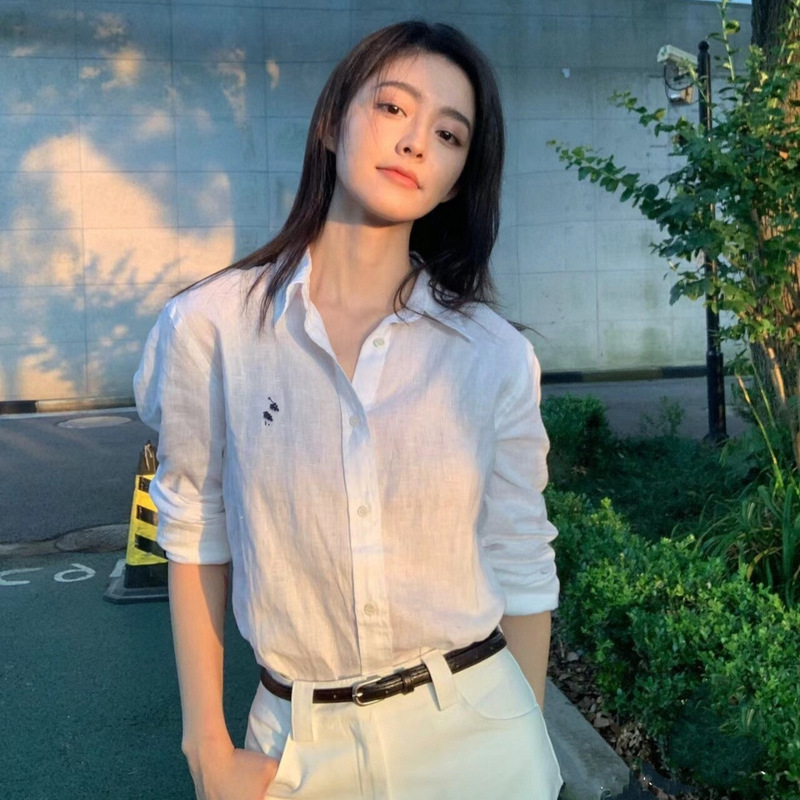 RL in stock High Version Ralph Linen Shirt Sun Protection Unisex Pony Embroidered All-Match Polo Collar Shirt