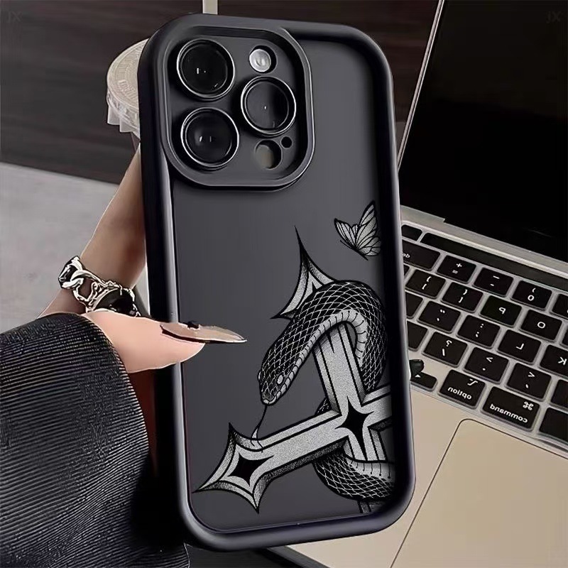 Nueva serpiente para iphone16pro funda para teléfono móvil Apple 15 anti-caída 14 cruz 13promax Europa y América 12x