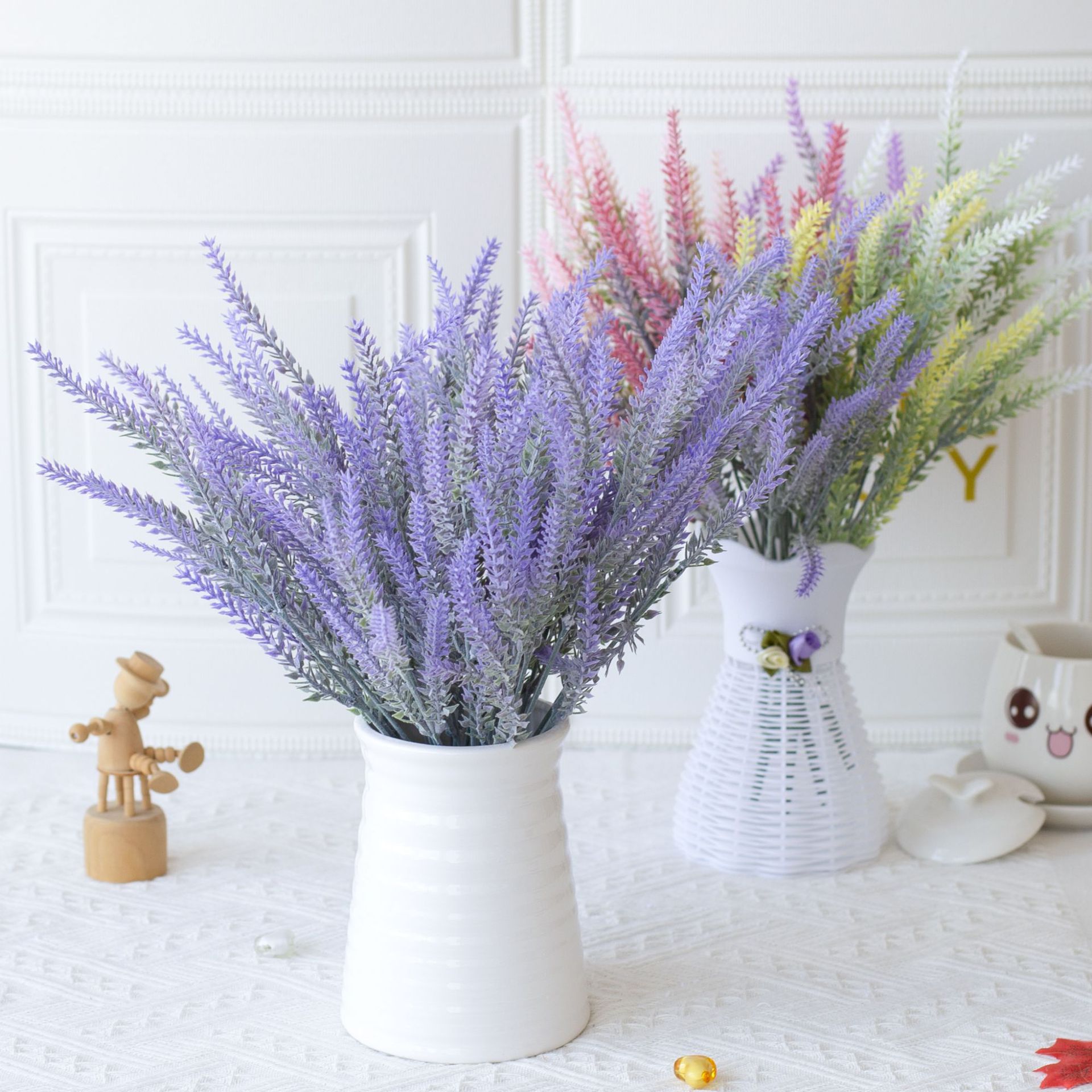 Wedding Home Purple Lavender 5-Head Simulated Lavender Wholesale Pastoral Style Decorative Flowers