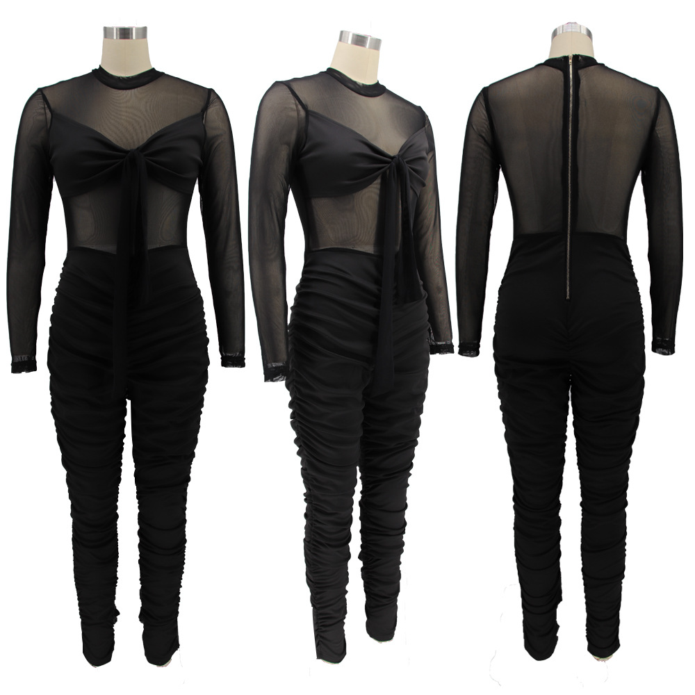 Women's Gender Vacation Style Women's Holiday Bodysuits Vacation Solid Color Full Length Jumpsuits