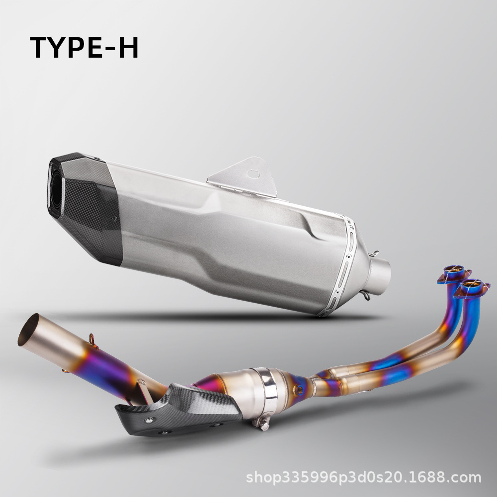Motorcycle Exhaust Modification T-Max560 Stainless Steel Front Section with Carbon Fiber Anti-Scalding Cover + K198 Carbon Fiber Tail Section