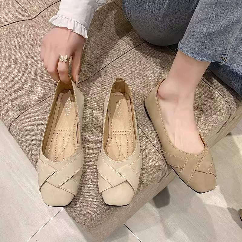 Женские туфли на плоской подошве, новинка весны и лета 20%, нежные туфли на плоской подошве в сказочном стиле на мягкой подошве, универсальные женские туфли-бини с неглубоким горлышком