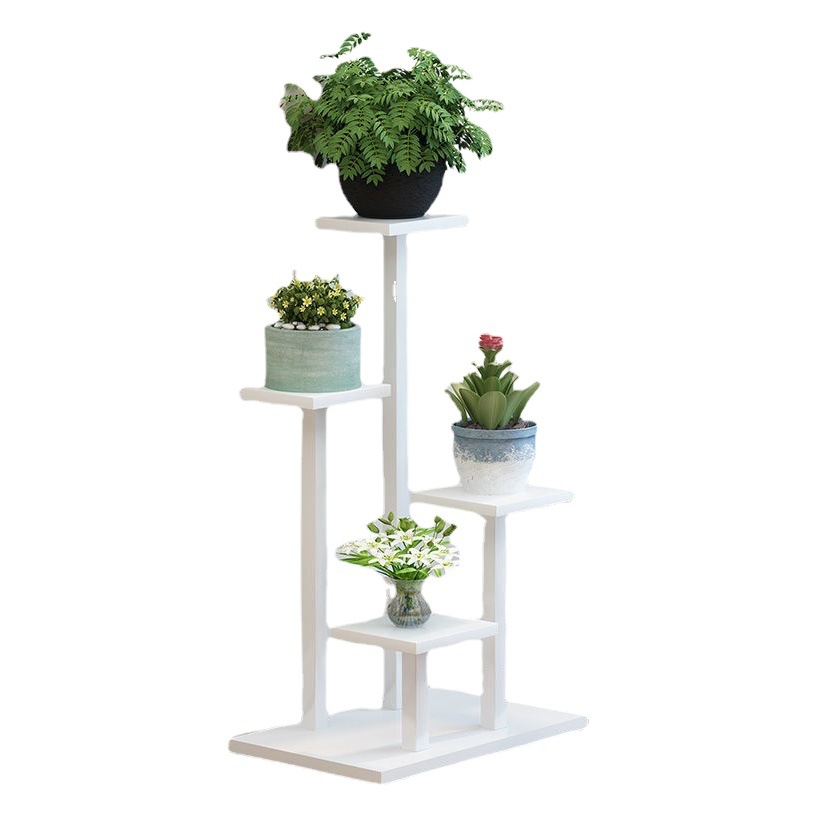 Balcón hierro soporte de flores sala de estar decorativo maceta soporte verde rábano de pie soporte de flores de pie interior de múltiples capas de acero estante de almacenamiento de madera