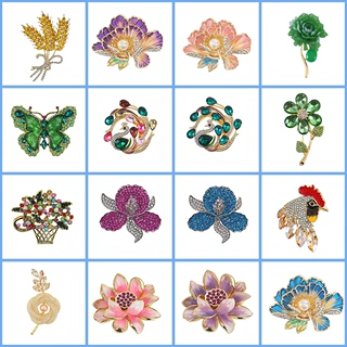 新款时尚滴油莲花花朵合金配件diy手作胸饰服饰品配件BROOCH
