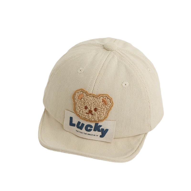 Bebé enarboló el otoño y el invierno bebé suave gorra de béisbol lindo oso de dibujos animados niños y niñas sombrero de pana