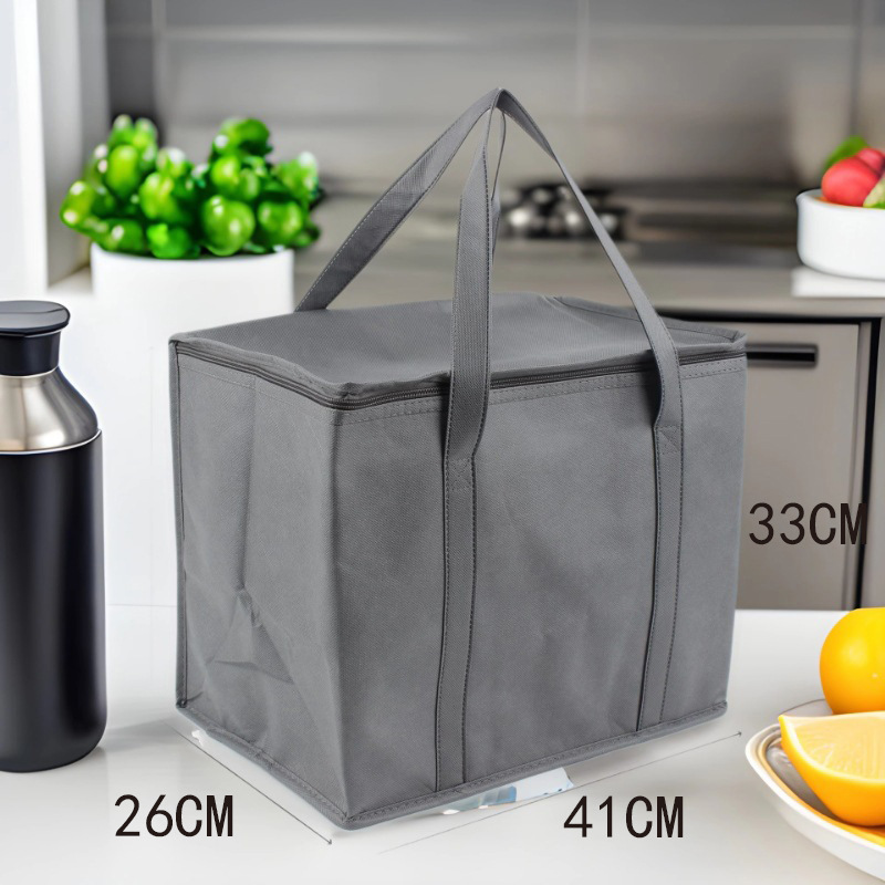 2025 cross-border new large non-woven insulation bag aluminum foil fresh ice bag lunch bag in stock printed LOGO