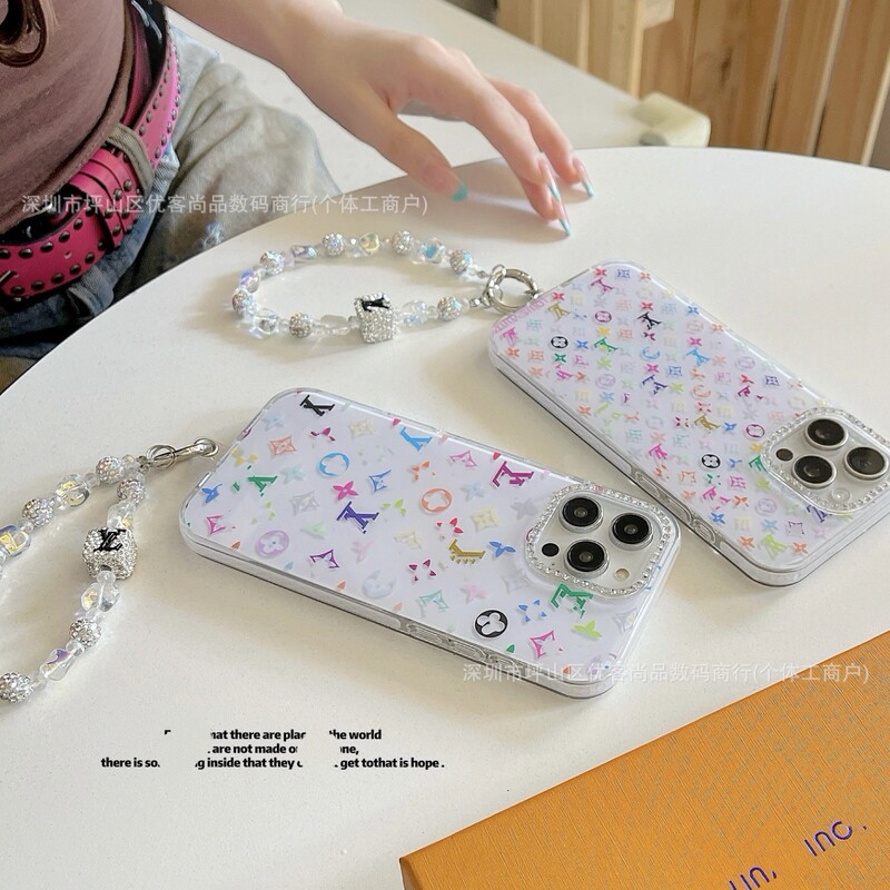 Flash Diamond Lens Colorful Jelly Phone Case Suitable for Apple 17 Pro Max, Apple 15 Anti-Drop, 14 for Girls, 16 with Bracelet
