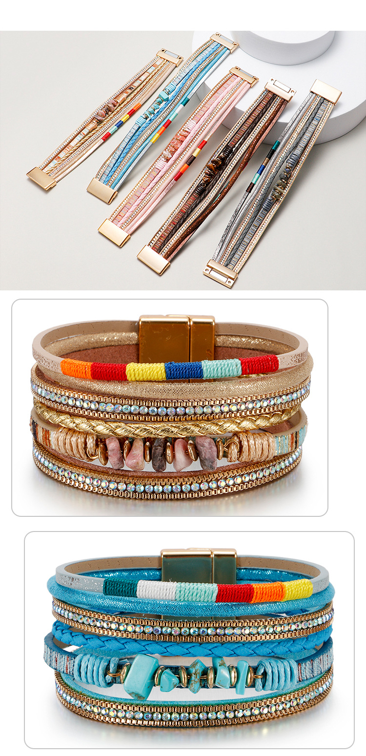 Bohemian Geometric Pu Leather Braid Womenu0027S Bracelets